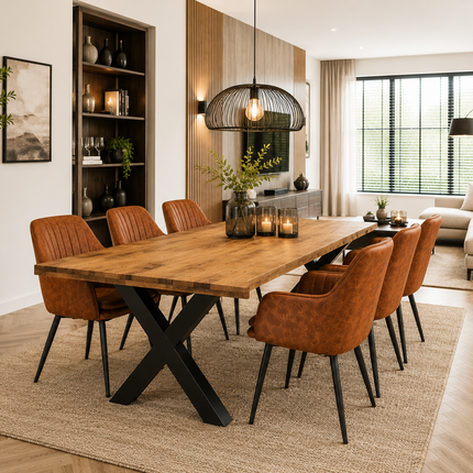 Milan Deal 200cm + 6x Vermont cognac