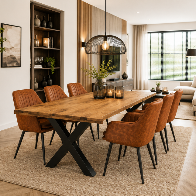 Milan Deal 200cm + 6x Vermont cognac