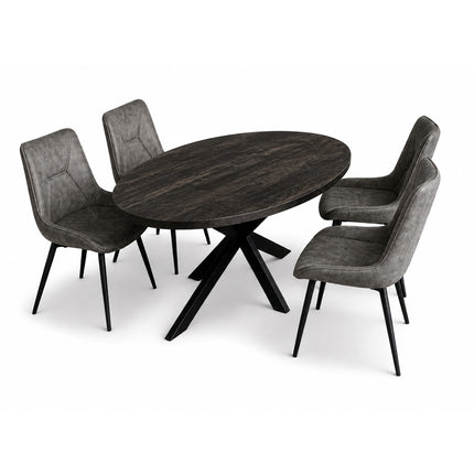 Silvia Deal 150cm mango Black + 4x Houston antraciet