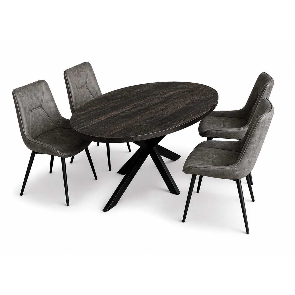 Silvia Deal 150cm mango Black + 4x Houston antraciet