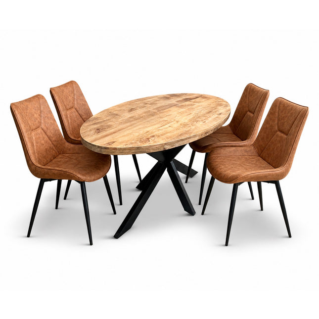 Silvia Deal 150cm mango + 4x Houston cognac
