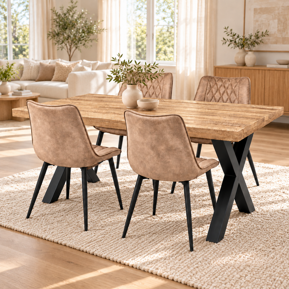 Milan 160x90 mango + 4x Denver misty light brown