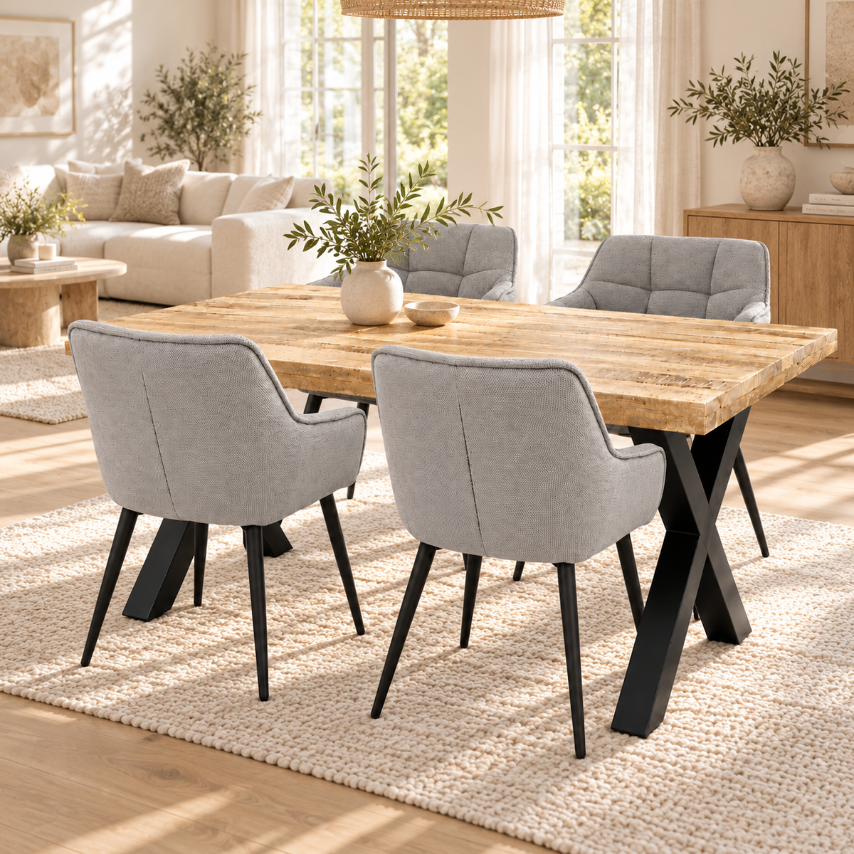 Milan 160x90cm mango + 4x Dave hugo grey