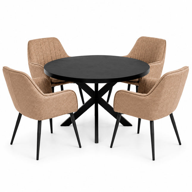 Oscar Deal 120cm black + 4x Vermont misty light brown